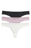 Calvin Klein Logo Thong In P4x Black/snow