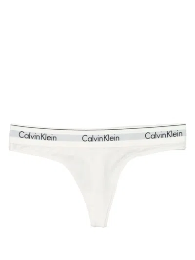 Calvin Klein Cotton Logo Thong Icon In White