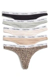Calvin Klein Logo Thongs In Black/nymph/grey Assorted