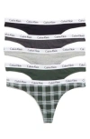 Calvin Klein Logo Thongs In Green/black/charcoal