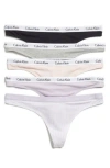 Calvin Klein Logo Thongs In Obu Black/nymph