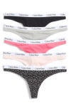 Calvin Klein Logo Thongs In Uqm Black/lipgl