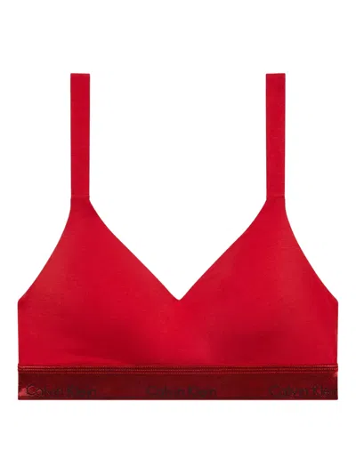 Calvin Klein Logo-trim Bra In Red