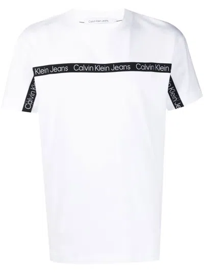 Calvin Klein Logo-trim Detail T-shirt In White