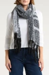 Calvin Klein Logo Tweed Scarf In Gray