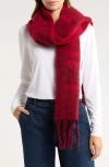 Calvin Klein Logo Tweed Scarf In Red