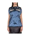 Calvin Klein Satin Top With Buttons In Blue