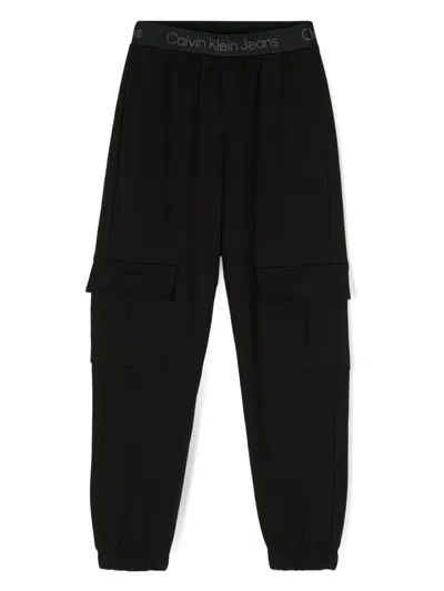 Calvin Klein Kids' Logo-waist Track Pants In 黑色