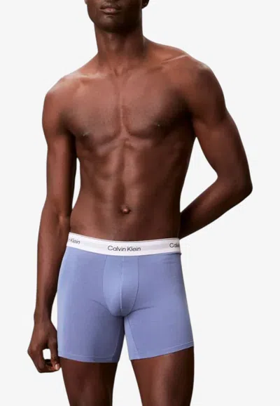 Calvin Klein Logo Waistband Boxer Briefs - Set Of 3 In Blue