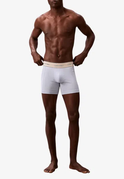 Calvin Klein Logo Waistband Boxer Briefs - Set Of 5 In Blue