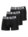 Calvin Klein Mens Black Black Black Logo-waistband Pack Of Three Stretch-cotton Trunks