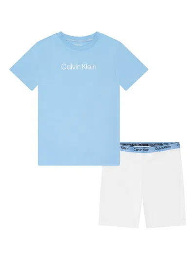Calvin Klein Kids' Logo-print T-shirt And Boxers Set In White