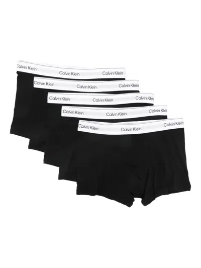 Calvin Klein Logo-waistband Boxers (set Of Five) In Black