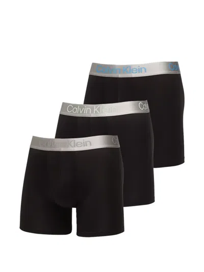 Calvin Klein Logo-waistband Boxers (set Of Three) In Black