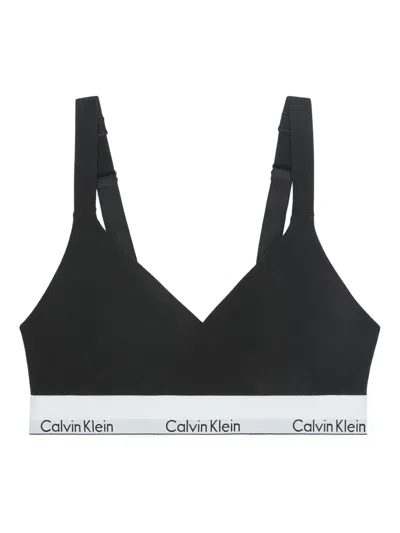 Calvin Klein Logo-waistband Bra In Black