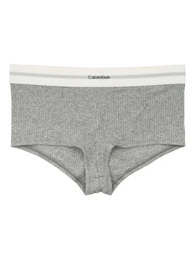 Calvin Klein Logo-waistband Briefs In Grey