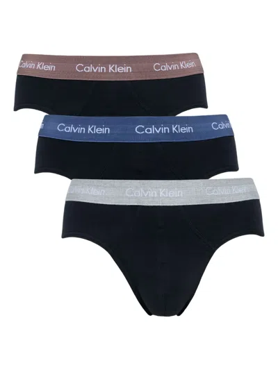 Calvin Klein Logo-waistband Briefs (pack Of Three) In Black
