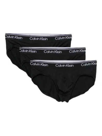 Calvin Klein Logo-waistband Briefs (pack Of Three) In Black