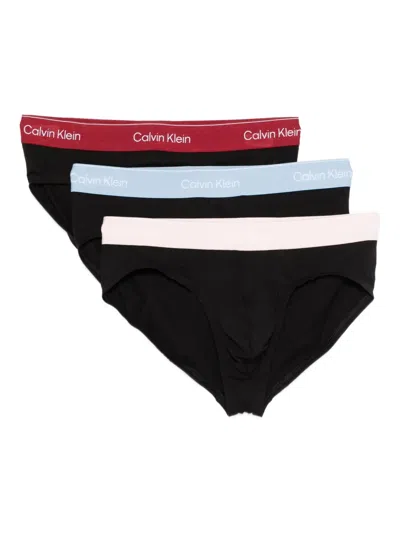 Calvin Klein Logo-waistband Briefs (pack Of Three) In Black