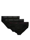 Calvin Klein Logo-waistband Briefs (pack Of Three) In Black