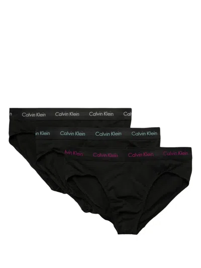Calvin Klein Logo-waistband Briefs (pack Of Three) In Black