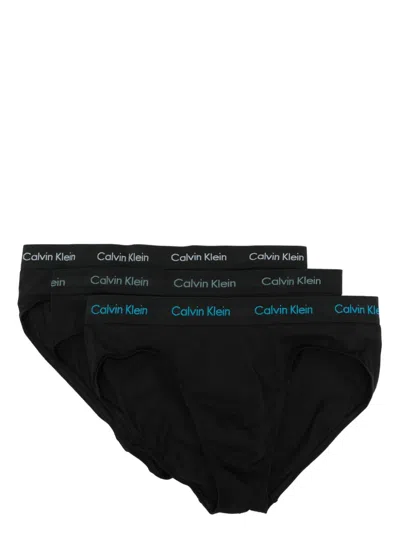 Calvin Klein Logo-waistband Briefs (pack Of Three) In Black
