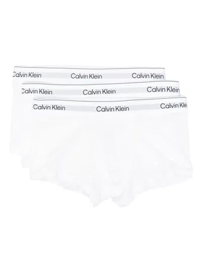 Calvin Klein Logo-waistband Briefs (pack Of Three) In White