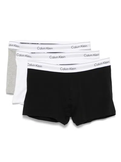 Calvin Klein Logo-waistband Briefs (pack Of Two) In Gray