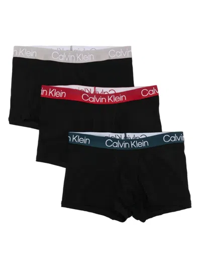 Calvin Klein Logo-waistband Briefs (set Of Three) In Black