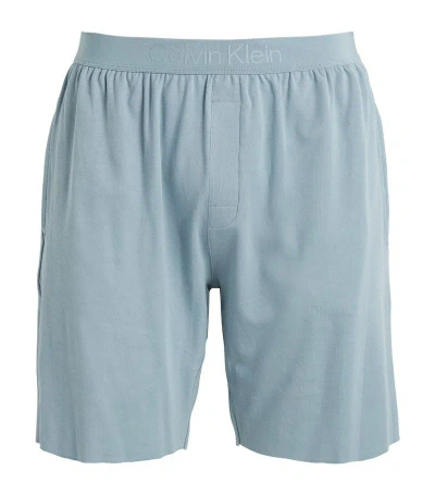 Calvin Klein Logo-waistband Pyjama Shorts In Blue