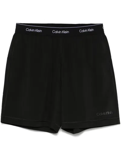 Calvin Klein Logo-waistband Running Shorts In Black