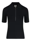 Calvin Klein Ribbed Collared Knitwear Short Sleeves In Black