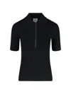 Calvin Klein Ribbed Collared Knitwear Short Sleeves In Black