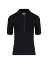 Calvin Klein Ribbed Collared Knitwear Short Sleeves In Black  