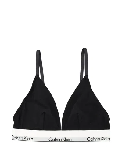 Calvin Klein Logo-band Unlined Triangle Bra In Black