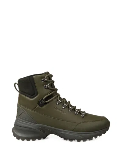 Calvin Klein Logo-debossed Lace-up Boots In Multi