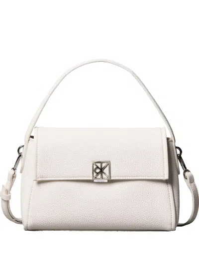 Calvin Klein Logo-detail Grained-texture Shoulder Bag In White