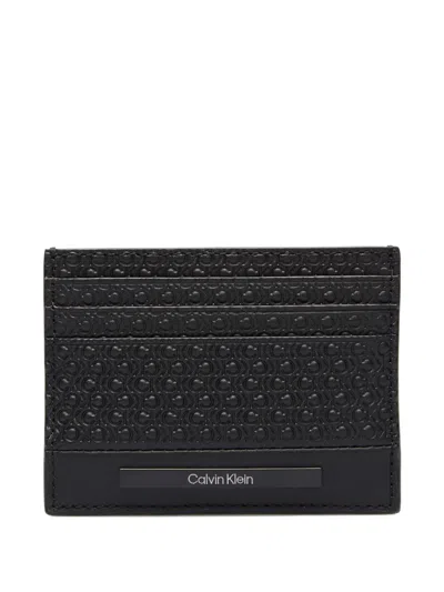 Calvin Klein Logo-embossed Cardholder In Black