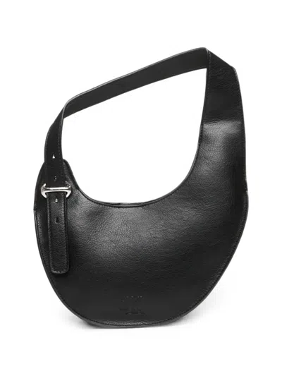 Calvin Klein Logo-embossed Crescent Shoulder Bag In Black