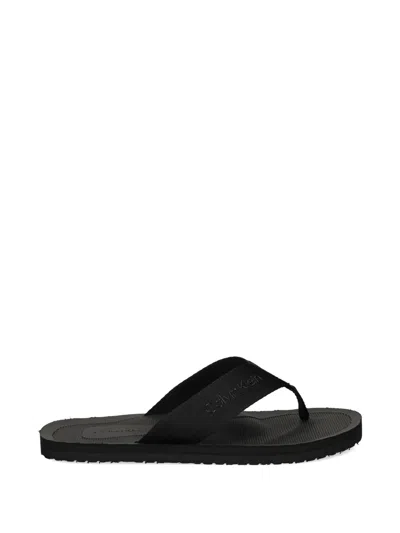 Calvin Klein Logo-embossed Flip-flops In Black