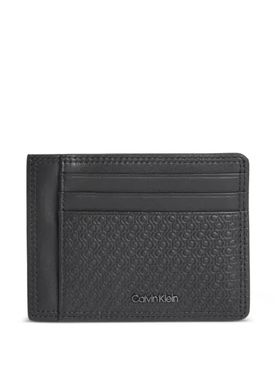 Calvin Klein Logo-embossed Leather Cardholder In Pink
