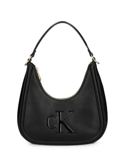 Calvin Klein Logo-embossed Shoulder Bag In Black