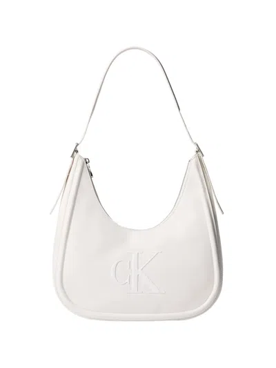 Calvin Klein Logo-embossed Shoulder Bag In White