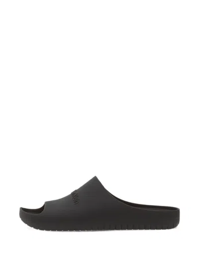 Calvin Klein Logo-embossed Slides In Black