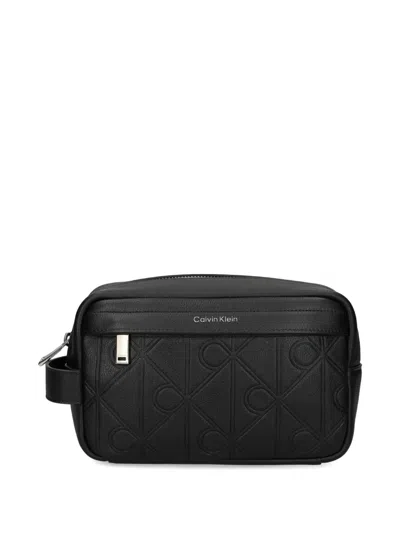 Calvin Klein Logo-embossed Wash Bag In Black