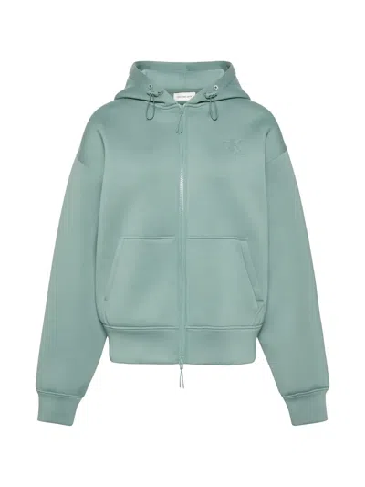 Calvin Klein Logo-embossed Zip-up Hoodie In Green