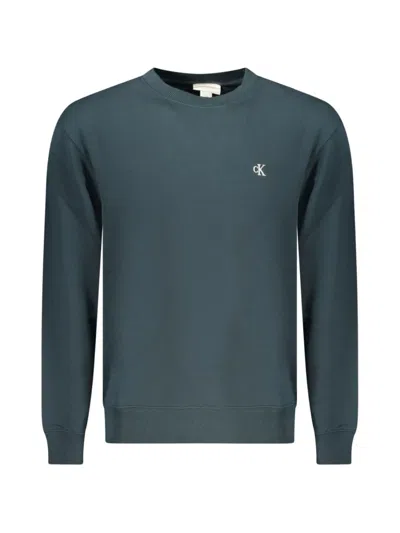 Calvin Klein Logo-embroidered Cotton Sweater In Blue