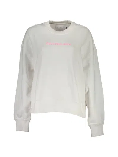 Calvin Klein Logo-embroidered Crew Neck Sweatshirt In Neutral
