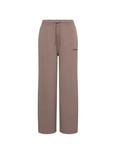 Calvin Klein Logo-embroidered Drawstring Track Pants In Brown