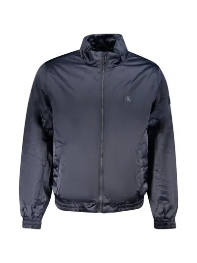 Calvin Klein Logo-embroidered Jacket In Blue